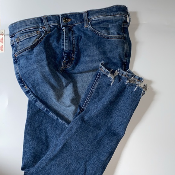 Top shop stretchy skinny leg jeans for women distressed bottom - Picture 3 of 5